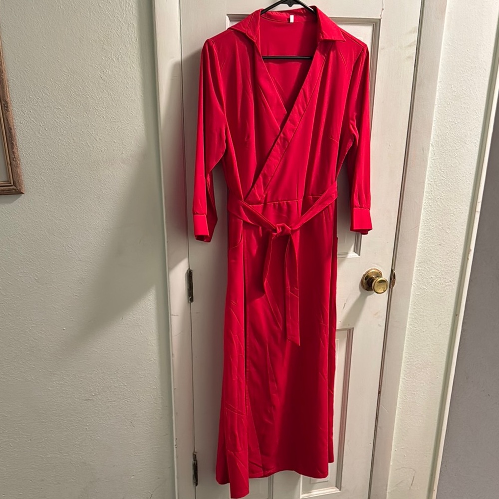 Elegant Red Wrap Dress